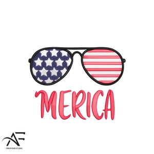 Merica Embroidery Design – Patriotic USA Machine Embroidery Pattern for Independence Day, Apparel & Home Deco