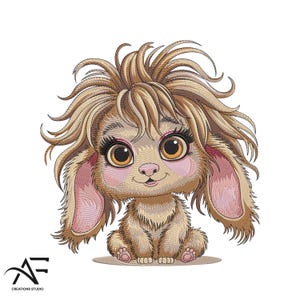 Motif de broderie mignon lapin duveteux – fichier de broderie Machine lapin mignon pour projets de Pâques et enfants