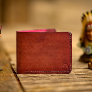 Cartera de cuero plegable hecha a mano, hecha para él, cuero italiano de la mejor calidad, billetera para hombre delgada y compacta