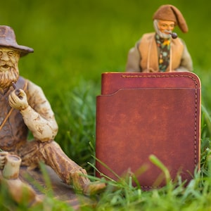 Cartera de cuero plegable, compartimento trasero para efectivo, hecha a mano, con acabado en color personalizado, billetera de la mejor calidad, hecha para él, cuero curtido vegetal.