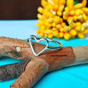 Open Heart Ring, Heart Shaped Ring, Heart Outline Heart Ring, Minimalist heart ring, Love Heart Ring,  925 sterling Silver Open Heart Ring,
