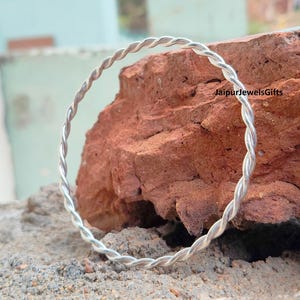 Twisted Sterling Silver Bangle,  Handmade Silver Bangle, Minimalist Stackable Bangle , Boho Jewelry Gift for mom , Everyday Silver Bangle