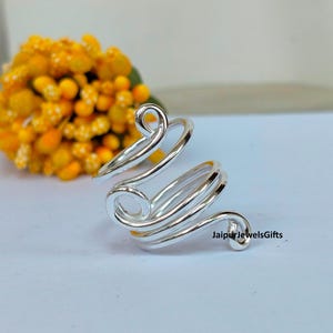 Sterling Silver Spiral Ring: Adjustable Boho Arthritis Splint