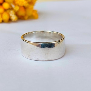 Bague en argent sterling faite main, bague large classique, bague cadeau de mariage, bijoux minimalistes, cadeau pour lui ou pour elle, anneau de pouce
