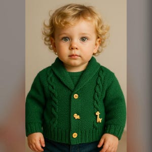 Hand Knitted Baby Boy Cardigan: Organic Knit Clothes