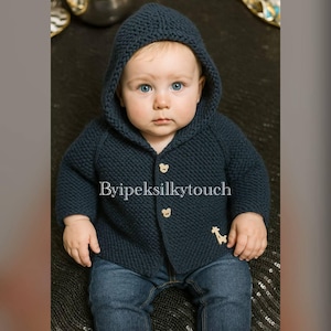 Hand Knitted Baby Boy Cardigan: Personalized Organic Knit