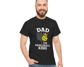 Dad the Pickleball King Tee, Pickleball Gift, Unisex Cotton T-Shirt, Father's Day Tee, Sports Apparel, Fun Dad Shirt