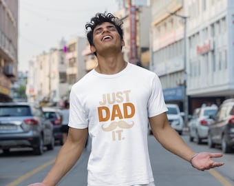 Funny Dad Graphic Tee, Father's Day Gift Shirt, Just Dad it Unisex Heavy Cotton Tee, Humorous Dad Gift, Dad Joke Tshirt, Gift for Him