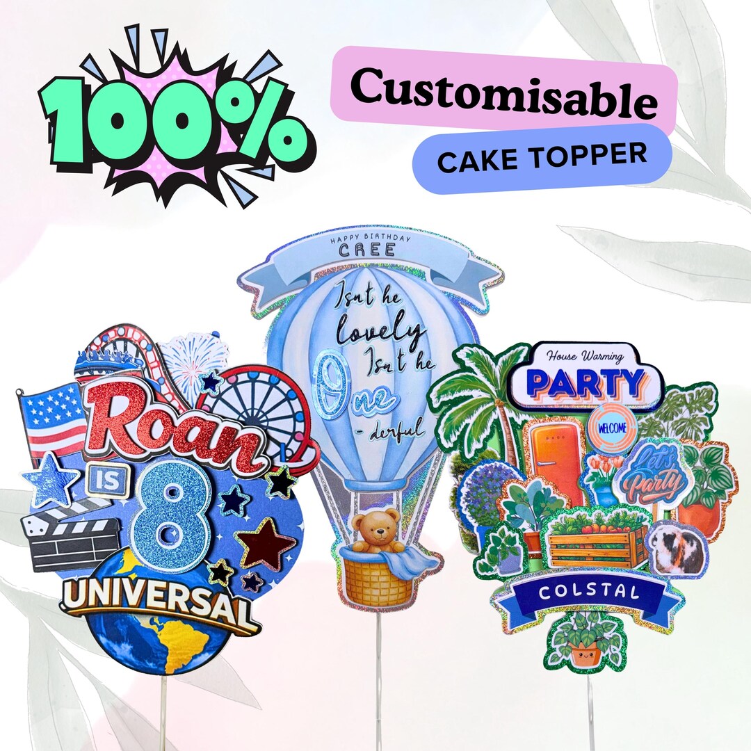 Custom Topper Insert Personalised Cake Topper | 100% Customisable | Handmade Celebration ...
