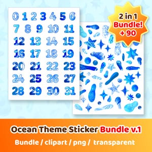 Zahlen- und Formaufkleber-Bundle - 90+ Digitale Planer Clipart, PNG, Printable Set | 1 bis 31 Digitale Planer Aufkleber