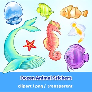 Ocean Animal Sticker Pack – Cute Sea Life Vinyl Stickers for Journals, Scrapbooks, Laptops