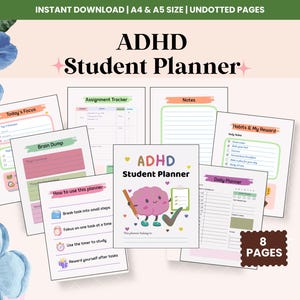 ADHD-studentplanerare | Digital akademisk organisatör, dopaminstudiespårare (PDF-fil)