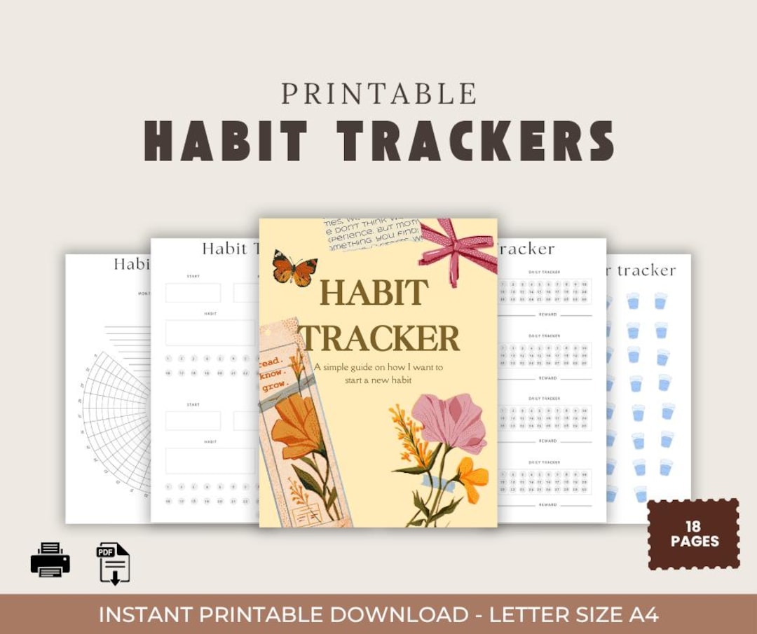 Minimalist Habit Tracker Printable | 18 Page Digital Planner PDF - Etsy