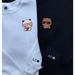 Bubu and Dudu bear cool Couple shirt, Cool Bear Wearing couple embroidery shirt, shirt Gift For Couple, matching couple, cute couple idea