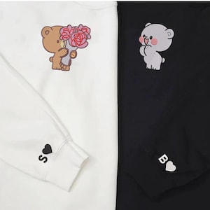 Bubu and Dudu bear cool Couple shirt, Cool Bear Wearing couple embroidery shirt, shirt Gift For Couple, matching couple, cute couple idea