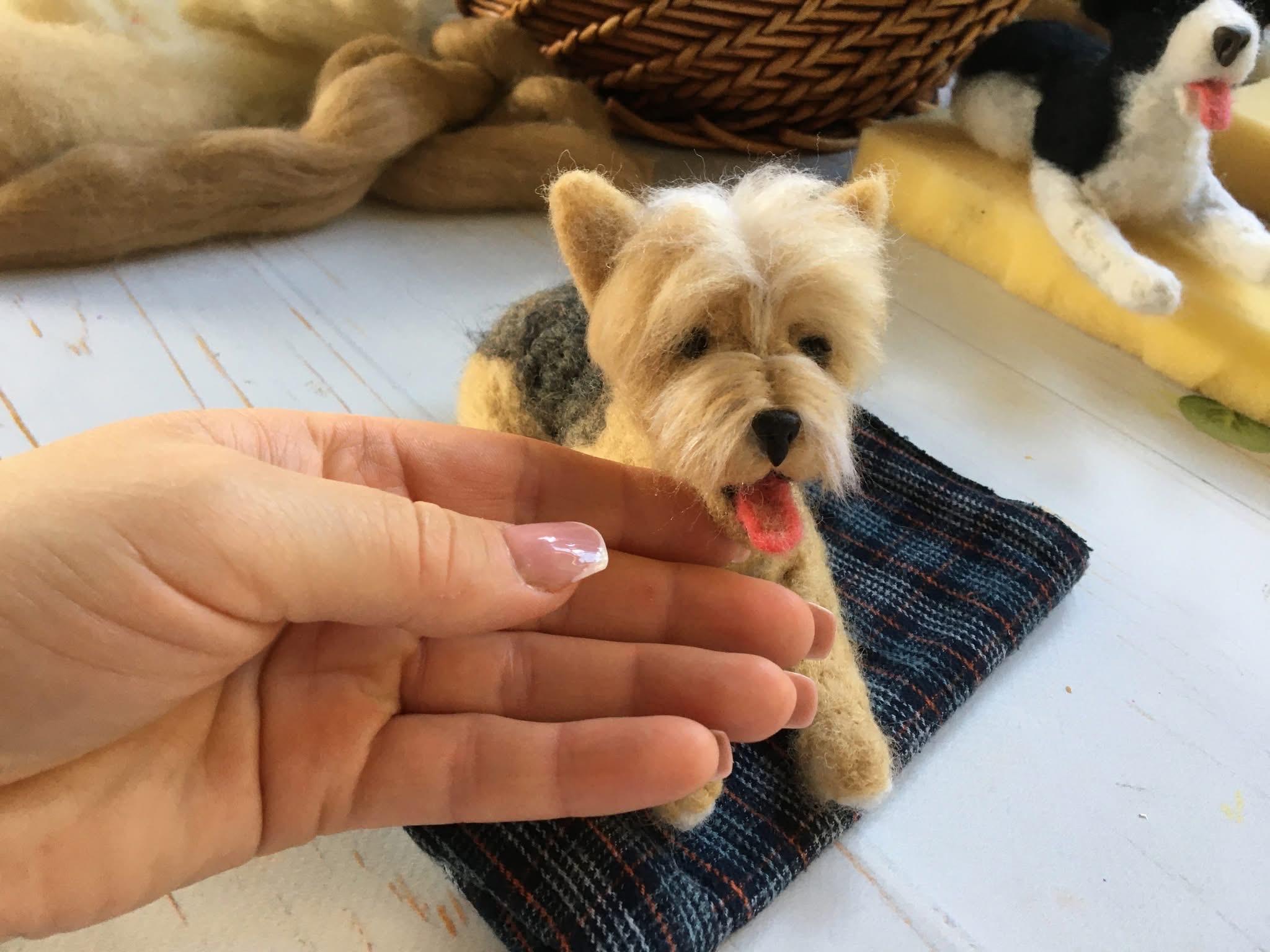 Custom Needle Felted Dog Sculpture: Personalized Pet Portrait