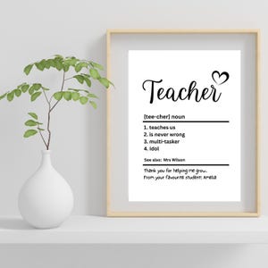 Teacher Appreciation Gift Teacher Definition Personalised  Nursery Teacher Thank You Gift