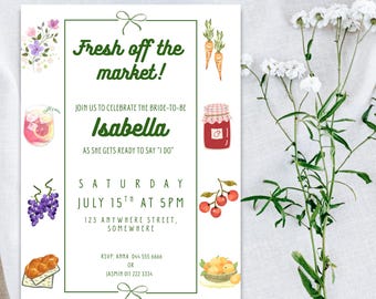 Fresh off the Market Bridal Shower Invitation,Fresh Off The Market Bachelorette,She's Off The Market Invite,Farmer's Market Wedding Shower