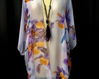 floral sheer kimono coverup main image 0