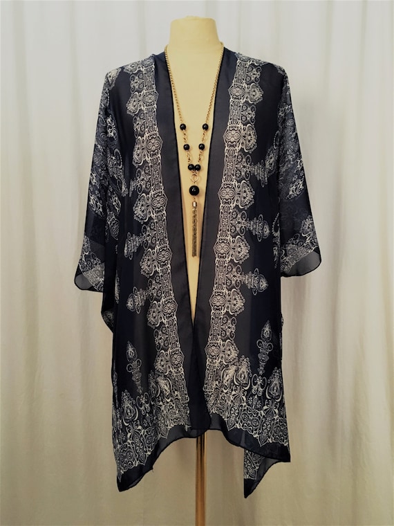Sheer Silk Kimono Mandala Print Jacket Bohemian Festival Top | Etsy