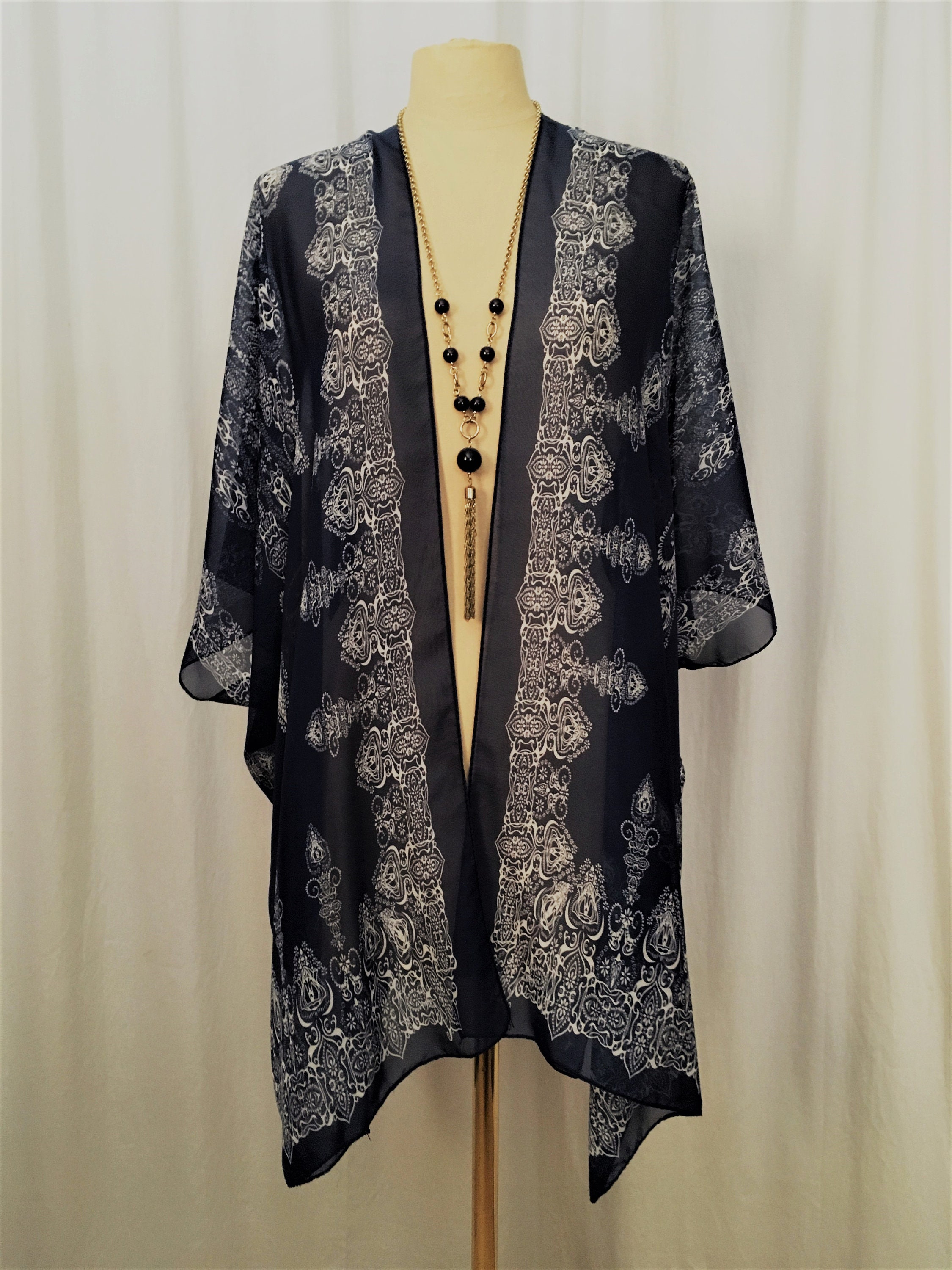 Sheer Silk Kimono Mandala Print Jacket Bohemian Festival Top - Etsy