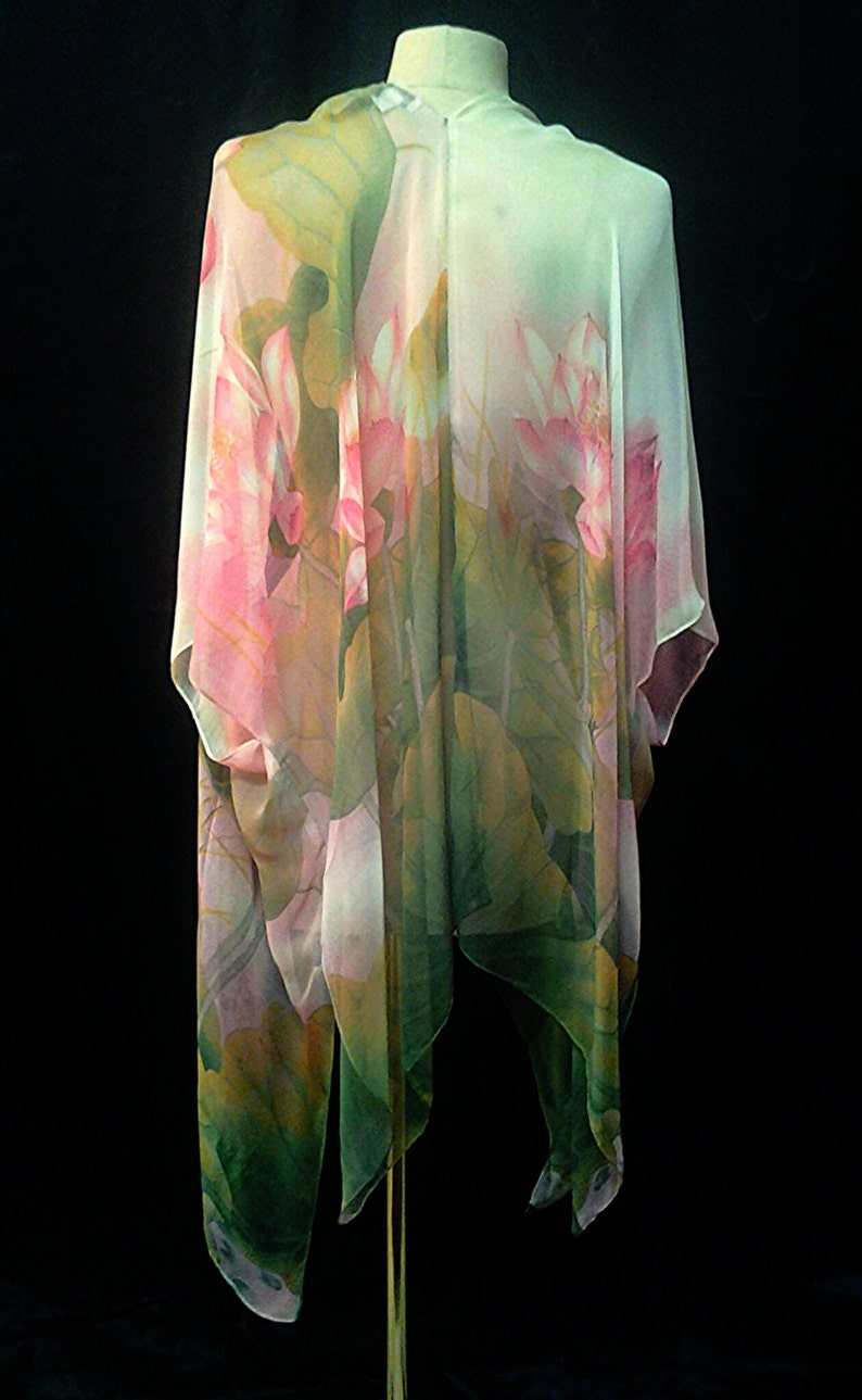 Sheer Silk Kimono Lotus Flower Jacket Bohemian Festival Top Etsy