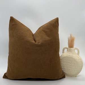 Camel Brown Chenille Pillow Cover: Soft Textured Cushion, Euro Sham