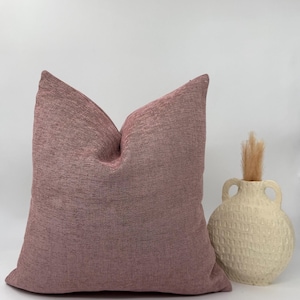 Dusty Rose Linen Throw Pillow Cover, Soft Pink Decorative Cushion Cover, Farmhouse Style Pillowcase, Modern Rustic Home Decor Accent