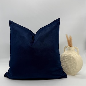 Navy Blue Velvet Throw Pillow Cover, Decorative Cushion Cover, Modern Sofa Pillow, Dark Blue Accent Pillow, Living Room Decor, All Sizes