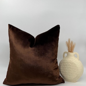 Brown Velvet Pillow Cover, Soft Luxury Decorative Cushion, Dark Chocolate Throw Pillow for Sofa or Bed , Modern Home Decor Style, All Sizes
