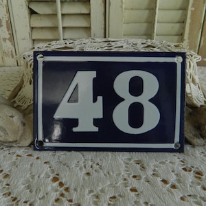 Vintage French Style Enamel House Number 48