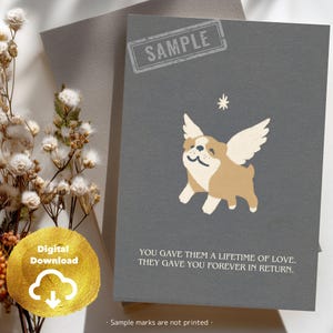 Beileidskarte für Hunde mit Engel-Bulldogge • Druckbare Karte zum Verlust eines Haustiers • 5x7 PDF + eCard PNG • Digitale Beileidskarte