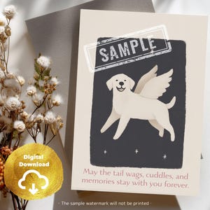 Carte de condoléances pour Golden Retriever – Carte imprimable pour perte de chien, carte commémorative pour animal de compagnie, téléchargement numérique pour chien ange, cadeau Rainbow Bridge