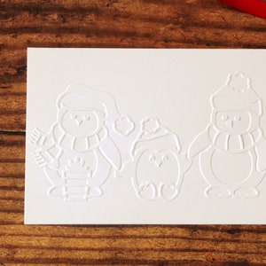 Juego de 5 o 10 tarjetas navideñas o festivas en relieve l 3 pingüinos l Interior en blanco l Envío gratuito a EE. UU.