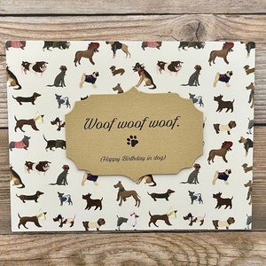 Gelukkige verjaardag van de hond l Inslag l Pootafdruk l Honden l Bruin beige wit l Blanco binnenkant l Gratis verzending in de VS l Uniek l Uniek l Uniek