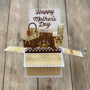 Tarjeta emergente 3D para el Día de la Madre | Amante de los bolsos y los zapatos | Tarjeta elegante para el Día de la Madre para mamá