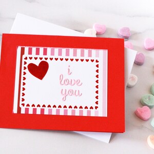 Valentinstag Karte l Rosa und Rote Herzen l Ich liebe dich l Einzigartig l Einzigartig l Gratis US Versand