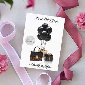 DOWNLOAD IMMEDIATO Stampa a casa il biglietto per la festa della mamma l Festeggia con stile l Borsa l Interno vuoto l 5 x 7 l Busta con raccoglitore incluso