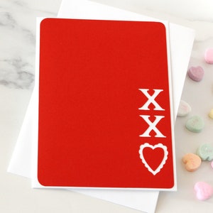 Carte de Saint-Valentin l Rouge blanc l Câlins et bisous découpés l Cœurs l Unique l Intérieur vierge l Unique en son genre l Livraison gratuite