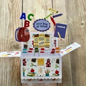 3D Box Pop Up Lehrer Danksagungskarte l Erster Schultag l Falten flach für den Versand l Kostenloser Versand in die USA