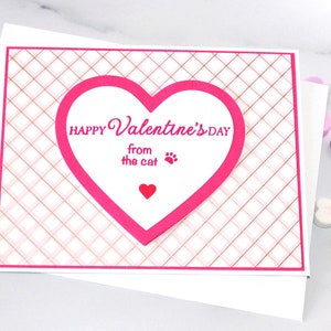 Tarjeta de San Valentín de From the Cat l Rosa y blanco l From the Cat l Huella de pata l Bebé de piel l Corazón a cuadros, única, pieza única, envío gratuito a EE. UU.