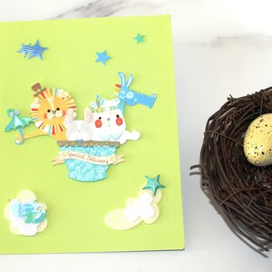 Zoo Animals Baby Card l Hot Air Balloon l Special Delivery l Stars and Clouds l Blank Inside l Free US Shipping