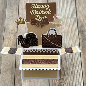 Biglietto d'auguri per la festa della mamma con scatola pop-up 3D | Amante delle borse e delle scarpe | Biglietto d'auguri per la festa della mamma Chic Mom