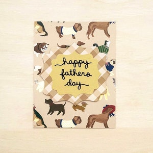 Vaderdagkaart l Fijne Vaderdag l Hond vader l Honden l Bruin zwarte plaid l Blanco binnenkant l Gratis verzending in de VS l Uniek