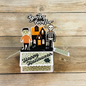 3D Box Pop Up Halloween Karte l Süßes oder Saures l Frankenstein Skelett l Friedhof Spukhaus l Faltbar flach l Kostenloser US Versand