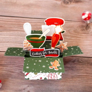 3D Box Pop Up Weihnachtskarte l Cookie Back Thema l Bowl Mixer Wisk Spachtel l Kekse l Falten flach zu verschicken l Kostenloser Versand in die USA