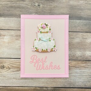 Trouwkaart l Verloving l Beste wensen l 3D-taart met rozen l Lintversiering l Blanco binnenkant l Gratis verzending in de VS