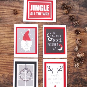 Lot de 5 cartes de vœux l Vacances de Noël, sensation scandinave l Gnome l Cerf l Couronne l Intérieur vierge l Livraison gratuite aux États-Unis