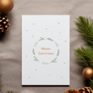 Biglietto di Natale scandinavo l Biglietto moderno e pulito l Biglietto con ghirlanda l Biglietto 5x7 l Download immediato JPG/PNG/PDF l Stampa a casa