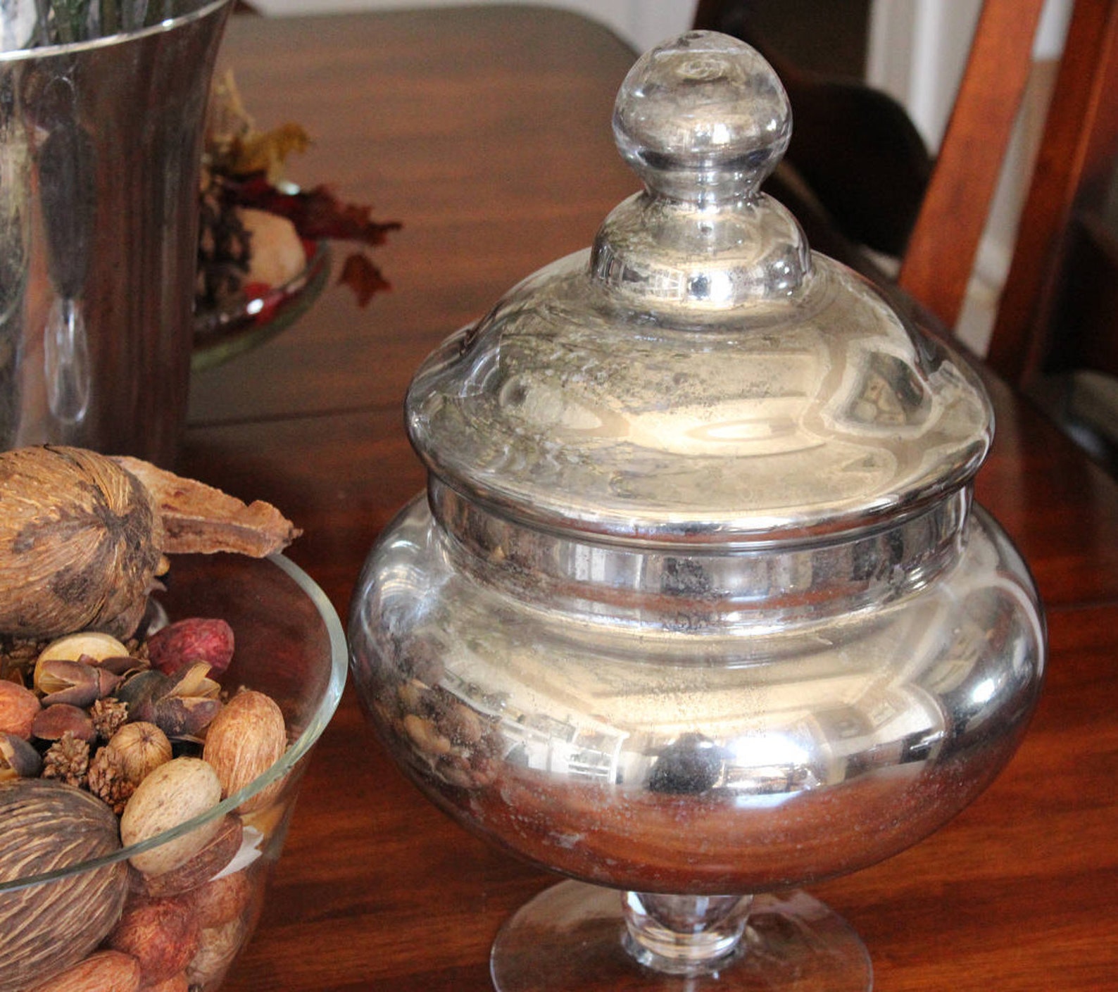 Large Hand Antiqued Mercury Glass Apothecary Jar 15 H X Etsy